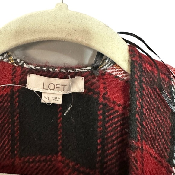 Loft Red and Black Plaid Poncho Size M/L - Picture 3 of 7